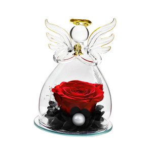 Magideal - Rosa Eterna Preservada En Vidrio Elegante Rosa Preservada Rosa Eterna Para Mamá Acción De Gracias Navidad Aniversario De Bodas Rojo