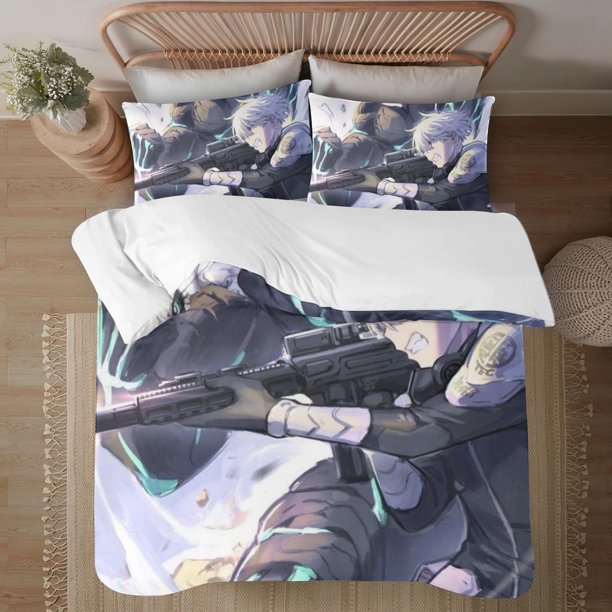Kaiju No.8 Face on print Soft Bed Set Lightweight 3 Pieces Bedding Sets for All Season Comforter Set Easy Care