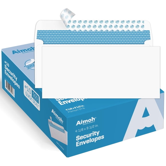 Sobres autoadhesivos de seguridad Aimoh #10 de 4,125 x 9,5 pulgadas, 500 unidades