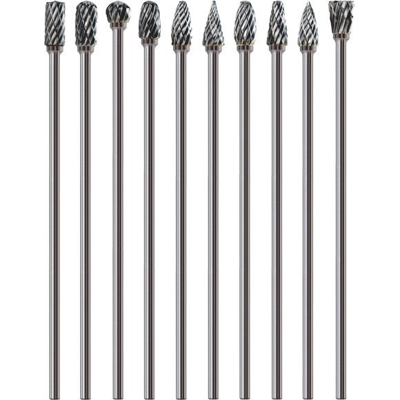 Juego de fresas de carburo Sworker, 10 unidades, vástago de 3 mm para amoladora Dremel