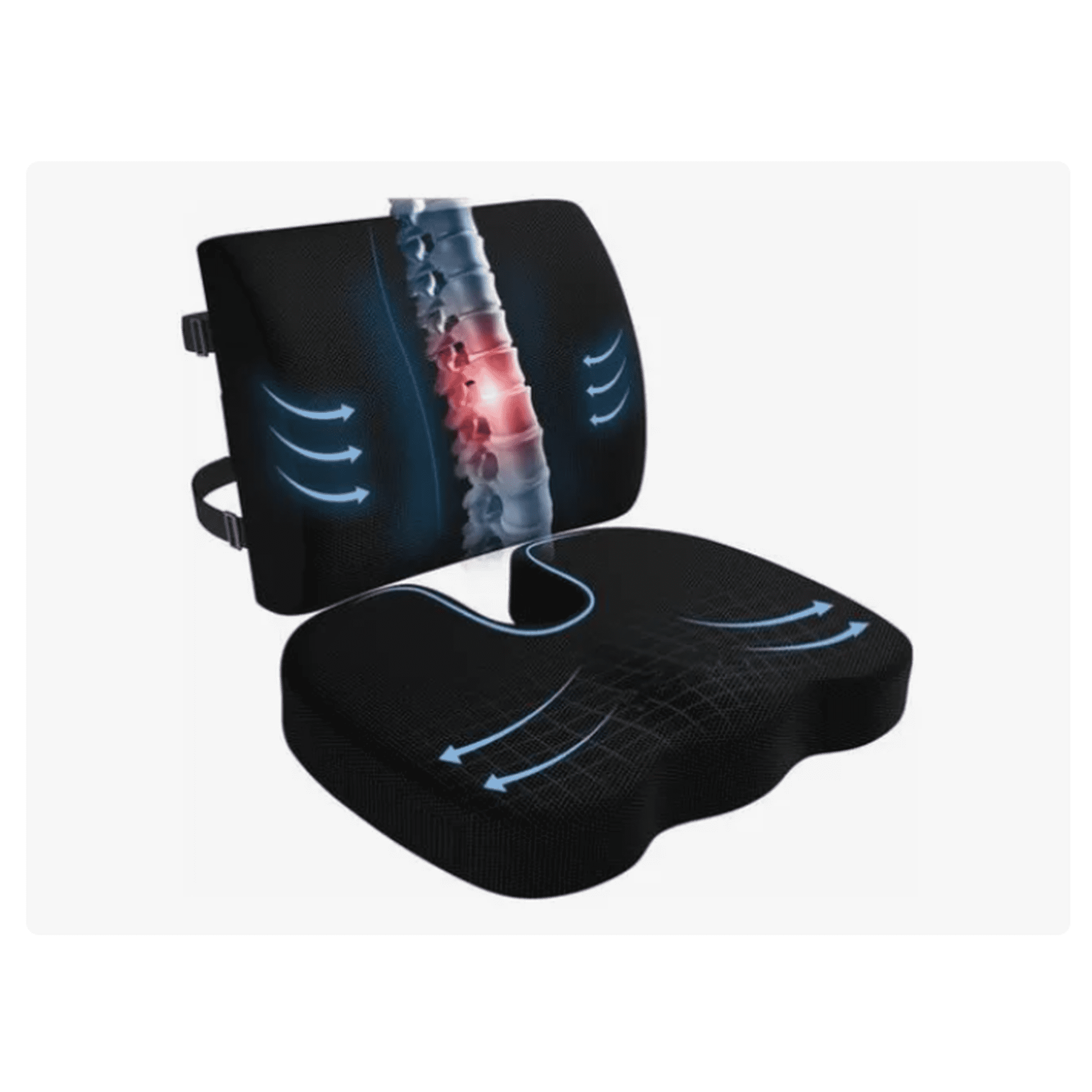 Bienok - Kit Cojin Asiento Con Soporte Respaldo Lumbar Para Sillas