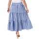 thumbnail image 3 of Faldas de cuadros de colegio para mujer de talla grande de Agnes Orinda, con capas escalonadas, maxi fluida de verano, casual, línea A, con bolsillos, 3X azul, 3 of 6