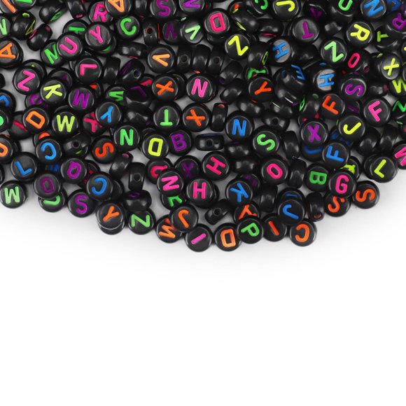 Cuentas de letras SUTOUG 1000 piezas 4x7 mm negro alfabeto