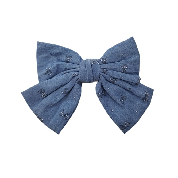 Lazo para el Cabello con Pinche Accesorio de Moda color Celeste con brillos