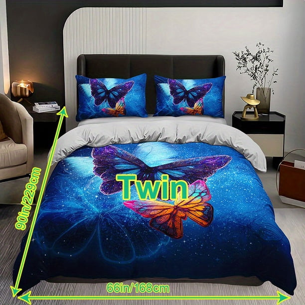 3-Piece Butterfly Print Bedding Set - Soft & Comfortable Duvet Cover for Bedroom & Guest Room