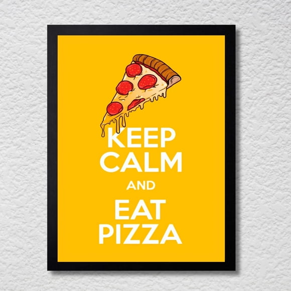 Cuadro Decorativo 35x45 Mantén la Calma y Come Pizza Marco Negro