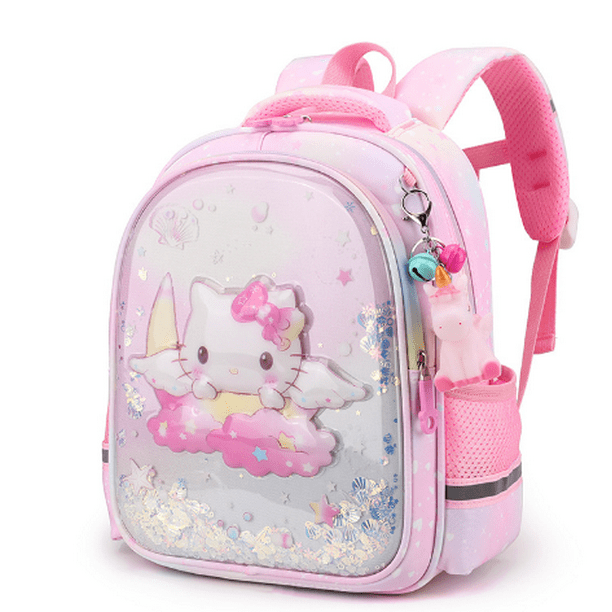 New Mermaid Bag Cartoon Kids Schoolbag Mermaid Pink Cat School Bag Beg Sekolah Girl Boy Backpack for 3-7 Years