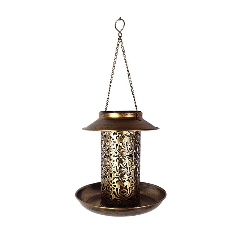 Xusx111 - Alimentador De Aves Solar Para Colgar, Linterna De Jardín De Cardenales Salvajes De Metal Con Gancho, Alimentadores De Aves Resistentes Al Clima Y Al Agua Como Idea De Regalo Para La Madre D