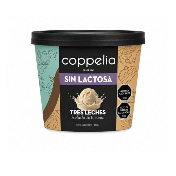 Helado Tres Leche Sin Lactosa, 800 ml