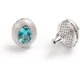 thumbnail image 2 of Aretes de Paraiba Azul Simulada de Forma Ovalada / Rubí Creado para Mujer con Acabado Cepillado Aretes de Plata Esterlina 925 Aretes de Botón de Diamante Simulado con CZ para Mujer, 2 of 5
