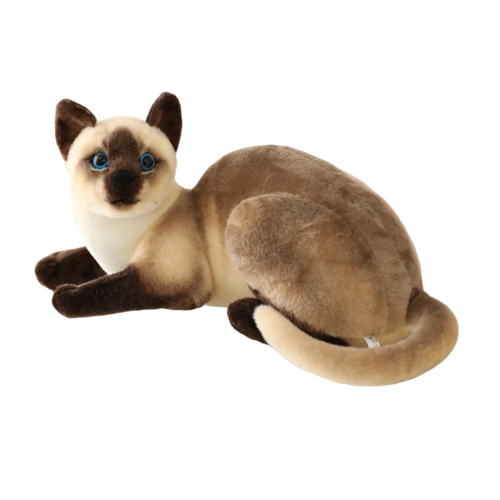 Magideal - Realista Animal De Peluche Decoración Regalo De Cumpleaños Figuras Gatos Caseros Juguete De Peluche De Simulación Para Niños Cuarto De Niños Do , Gato Siamés De 40Cm