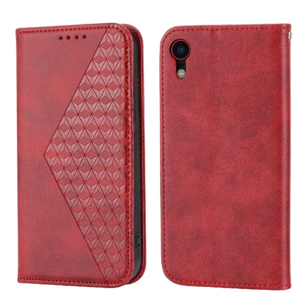 Funda Flip Foxdock Para Iphone Xr , Estilo Billetera Con Diseño Rombo, Correa De Mano Y Soporte, Uso Diario