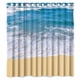 thumbnail image 1 of Cortina de ducha con diseño de playa "Bienvenido al mar" con ganchos, tamaño 66 x 72 pulgadas, 1 of 3