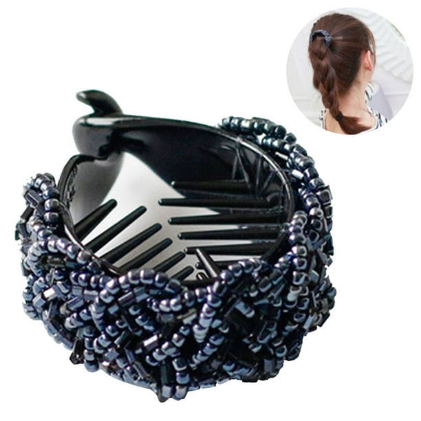 Peine para el cabello con forma de plátano y perla, tocado para mujeres y niñas, con clip giratorio de cola de caballo.