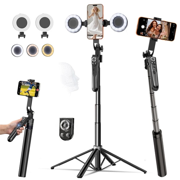 Trípode para Cámara Ocwqp 180 cm con Seguimiento Facial Automático y Luz Anular