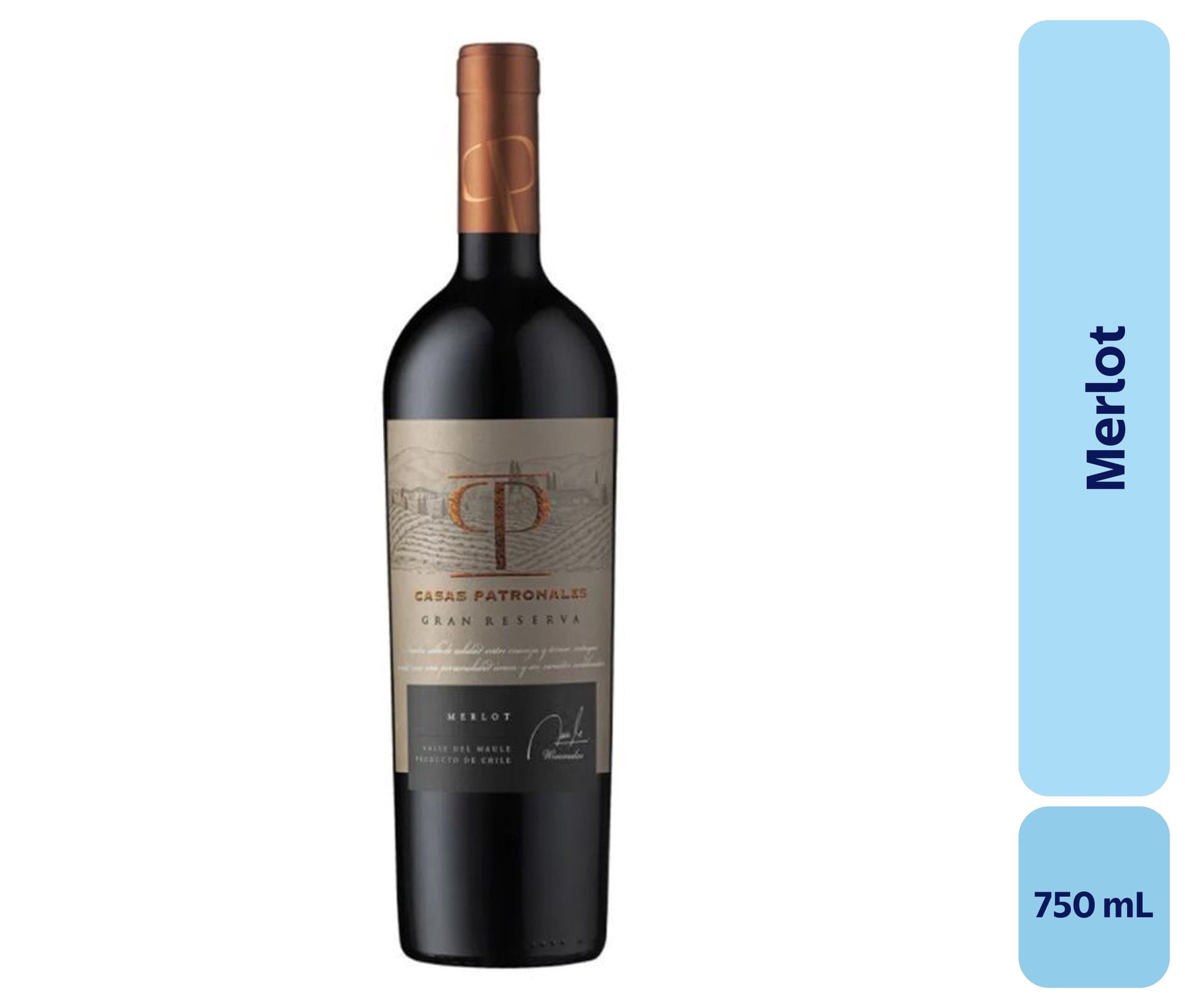 Vino Merlot Botella 750 mL Casas Patronale