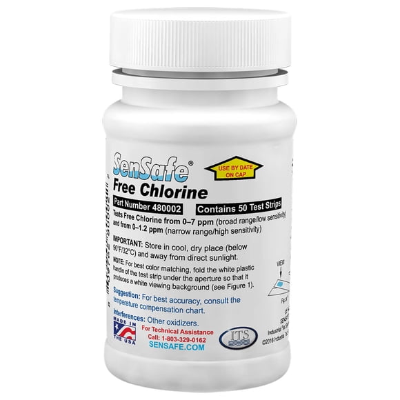 Tira de prueba química Sensafe 480002 Cloro libre 50 uds