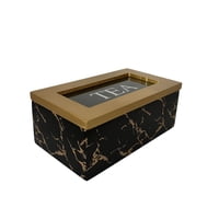 Oem - Caja De Té Mediana De Madera 2 Espacios Marmoleado