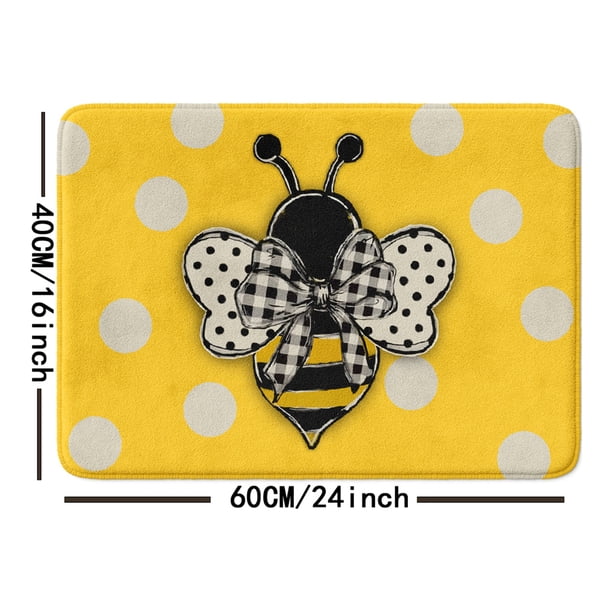 1pc Non-Slip Polka Dot Bee Bathroom Mat - Absorbent and Decorative - Perfect for Bathroom, Living Room, Bedroom, and Outdoor Use - 16x24inch/20x31inch