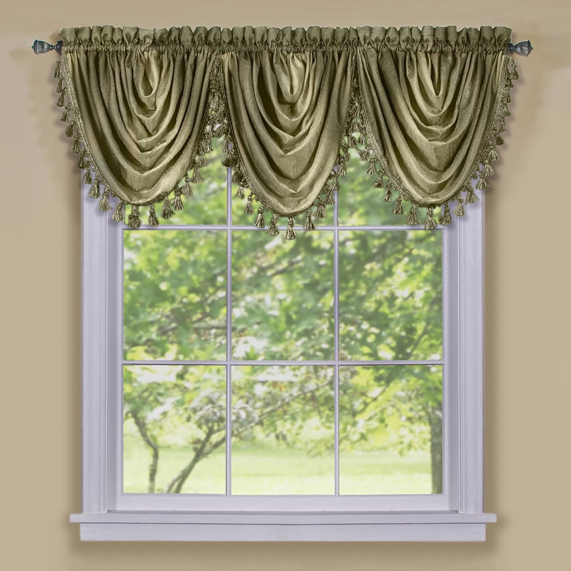 Cortinas Con Cenefa En Forma De Cascada Achim Soft Ombre, 46 X 40 Cm, Poliéster
