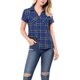 thumbnail image 1 of INSPIRE CHIC Camisas de Cuadros para Mujer Cuello en Punta Abotonado Blusas de Regreso a Clases Azul XL, 1 of 7