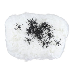 Magideal - Decoración De Halloween De Tela De Araña, Telas De Araña Elásticas Luminosas Con Arañas Falsas Para Decoración De Pared, Interior Y Exterior, Césped Y 60G 30 Arañas Falsas