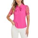 thumbnail image 1 of INSPIRE CHIC Blusa de Mujer para Regreso a Clases con Lazo en el Cuello, Cuello en V, Cuello Alto, Manga Corta de Malla, Talla M, Rosa Fucsia, 1 of 6