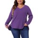 thumbnail image 1 of GRACE & GRANDEUR Ropa de Halloween para Mujer Tallas Grandes Blusa de Manga Larga con Cuello en V Ajuste Suelto con Botones Decorativos y Dobladillo Irregular 1X Púrpura Oscuro, 1 of 8