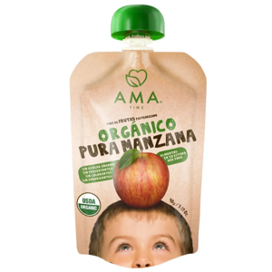 Ama Time - Pack 12X Ama Pure Fruta Manzana Orgánico Papilla Compota