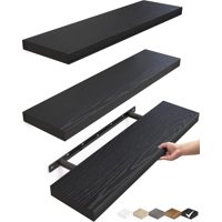 Estante Flotante Bayka Rústico Negro De 57 Cm Juego De 3