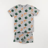Pijama Corto Niño Gris Full Print Creeper Alex Minecraft