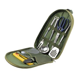 Magideal - De Utensilios De Cocina Para Acampar De Material Acero Inoxidable De 7 Uds., Utensilios De Cocina, Campamento Con Bolsa De Almacenamiento, Organizador Pa Verde
