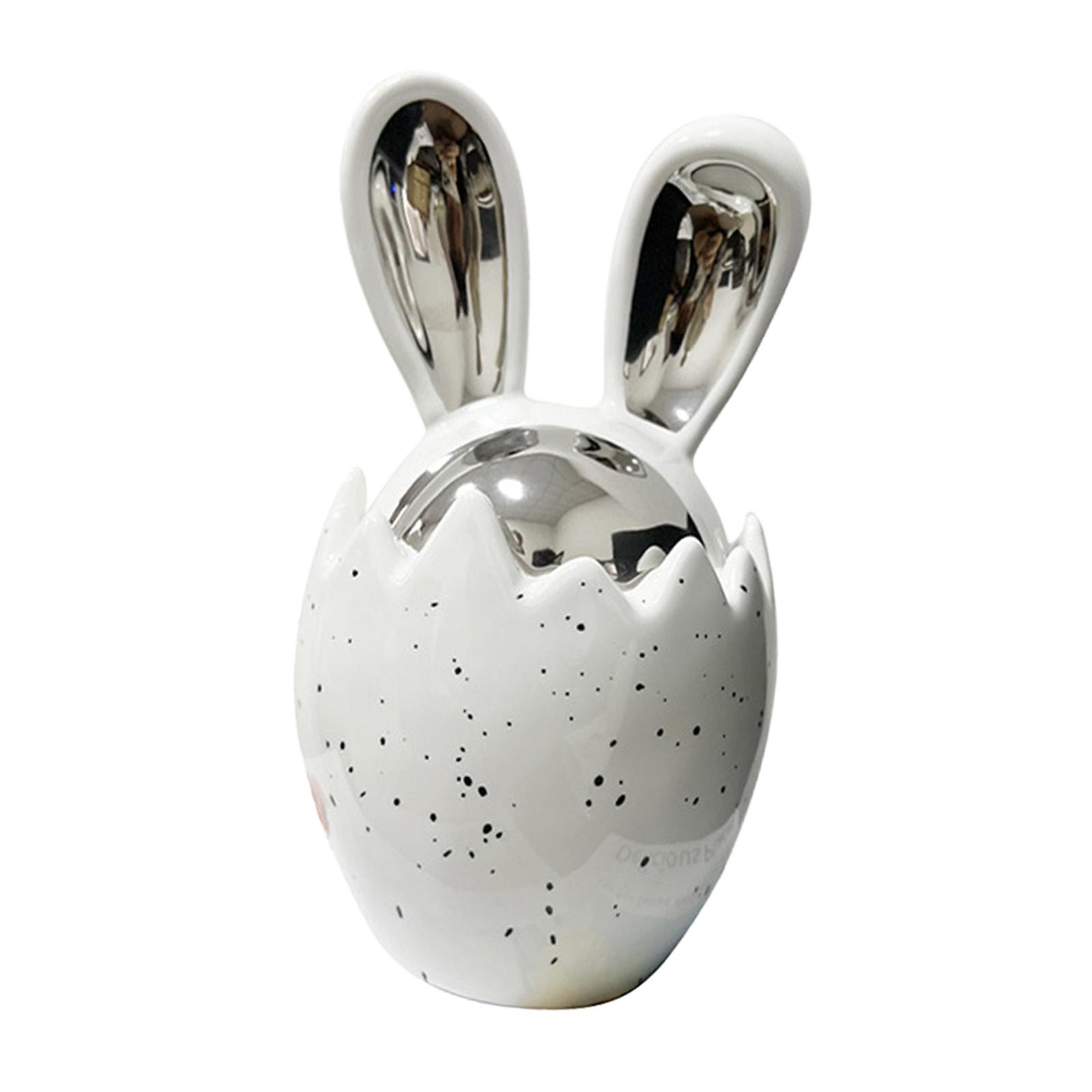 Magideal - Adornos De Conejo De Cáscara De Huevo, Estatuilla De Conejo De Pascua, Regalos De Inauguración De La Casa De Cerámica, Lindo, Decoración De Conejo De