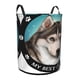 thumbnail image 2 of Husky Siberiano Cesta de lavandería de gran capacidad redonda con asa, bolsa para ropa sucia plegable, almacenamiento para dormitorio, baño y lavadero 44x35 cm, 2 of 6