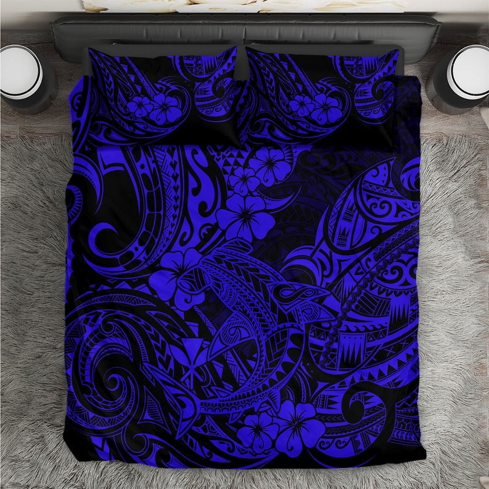 Milsleep - Hawaii Shark Juego De Cama Polinesio Azul Marino Versión Lt01