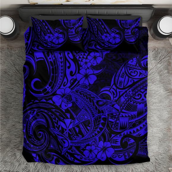 Hawaii Shark Juego De Cama Polinesio Azul Marino Versión Lt01