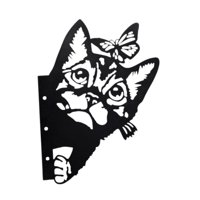 Ioensy - Arte De Metal 2D Con Diseño De Gato Que Mira Furtivamente, Decoración Decorativa Para Jardín, Patio, Entrada, Césped