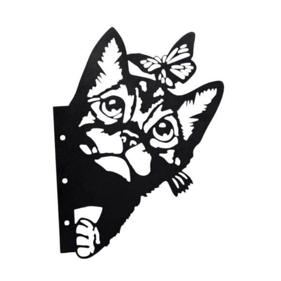 Arte De Metal 2D Con Diseño De Gato Que Mira Furtivamente, Decoración Decorativa Para Jardín, Patio, Entrada, Césped