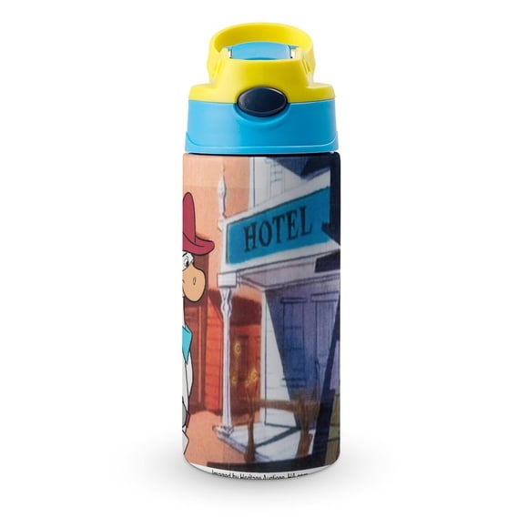 El Show de Quick Draw McGraw Botella de Agua con Tapa Pop Top de Un Toque, Acero Inoxidable, a Prueba de Fugas, para Deportes, Botella Infantil azul 12 oz