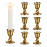Xusx111 - Vintage Candelabro Candelabros Latón Cónico Oro Vela Palo Estilo Victoriano Para La Mesa Centerpiece Boda Recepción Festiva Navidad Manto Decoración O Decoración Del Hogar Conjunto De 6