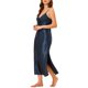 thumbnail image 4 of INSPIRE CHIC Camisón de Satén para Mujer con Cuello en V, Sin Mangas, Maxi Camisón con Tirantes Ajustables y Detalle de Pliegues, Vestido de Ropa de Dormir Sedoso, Talla XX-Large Azul, 4 of 6