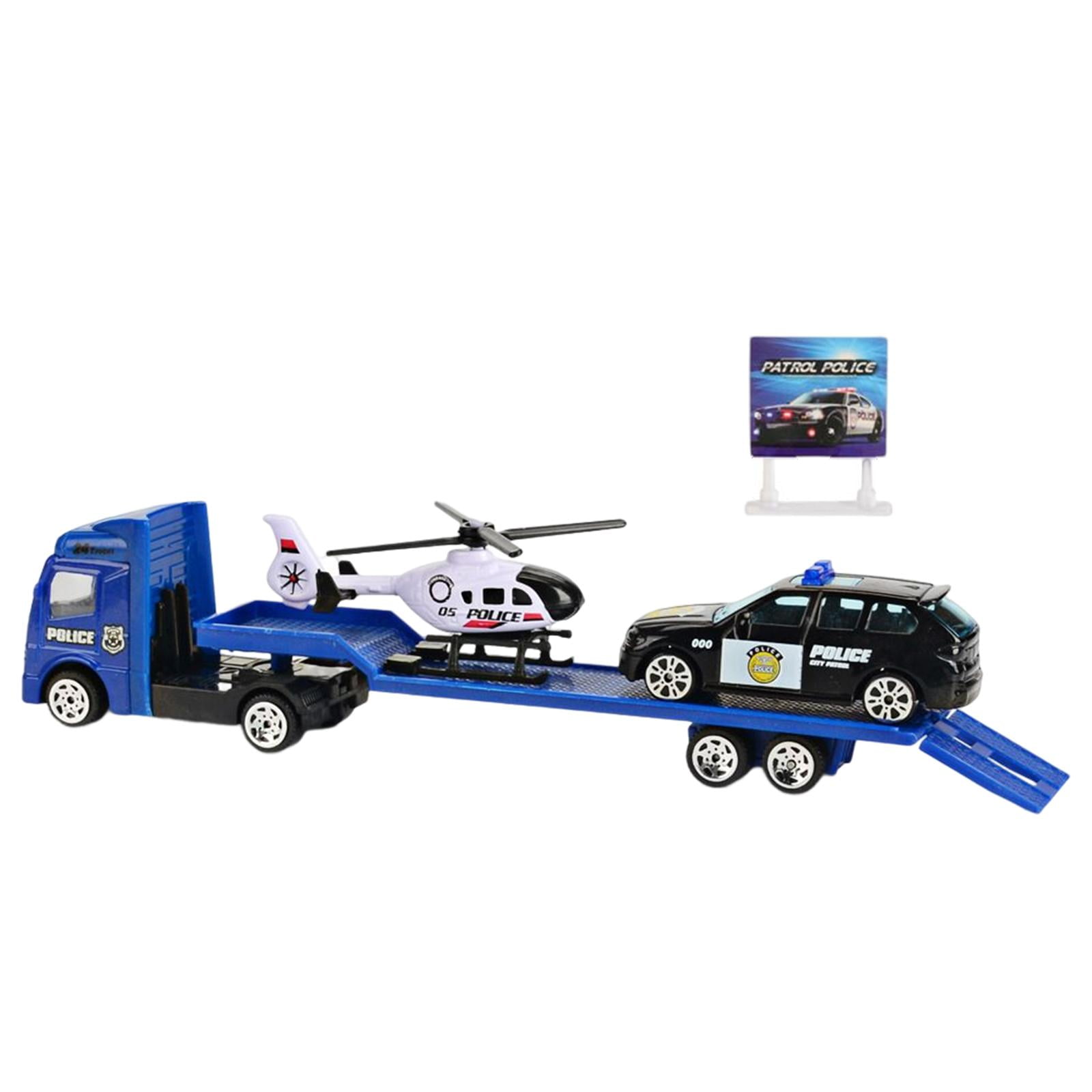 Magideal - Camión De Remolque A Escala 1/64, Juguete Accionado Por Fricción, Camión De Tracción, Remolque De Grúa, Juguete Para Niños Pequeños De 3, 4, 5 Y 6 Año Azul