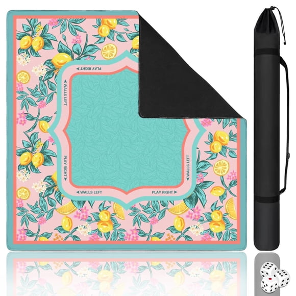 Alfombrilla de Mahjong FSTSOCK 80 cm Limón con Bolsa y 3 Dados