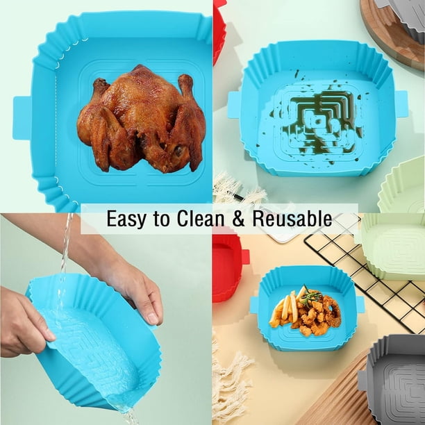 Olla de silicona para freidora de aire, bandeja para hornear de silicona, bandeja para freidora de aire