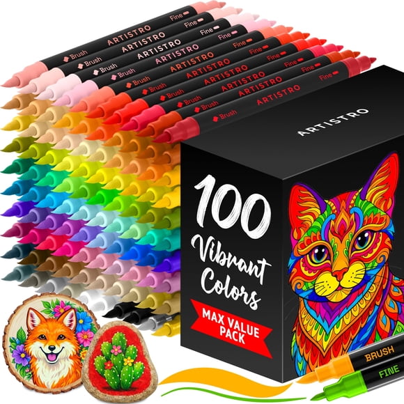 Kit de 100 marcadores acrílicos de doble punta ARTISTRO