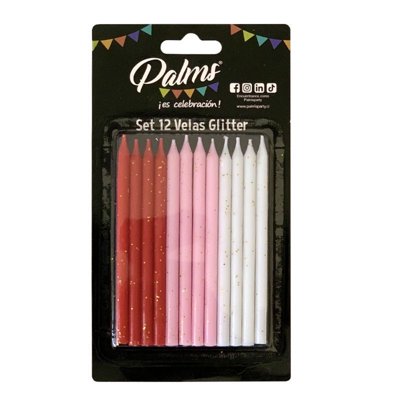 Set 12 Velas Glitter  Palms