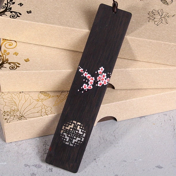 Beautiful Hand-Carved Chinese Plum Blossom Butterfly Wooden Bookmark - Perfect for School, Reading, and Gifts!