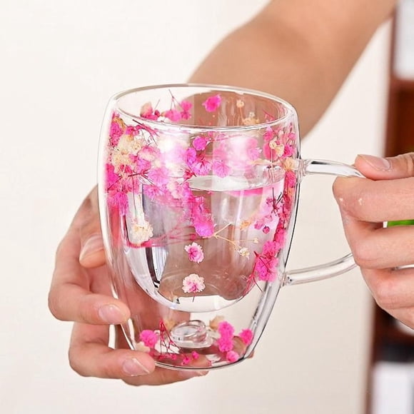 TAZAS DOBLE PARED CON FLORES ETERNAS 350ML 12cm * 8 cm
