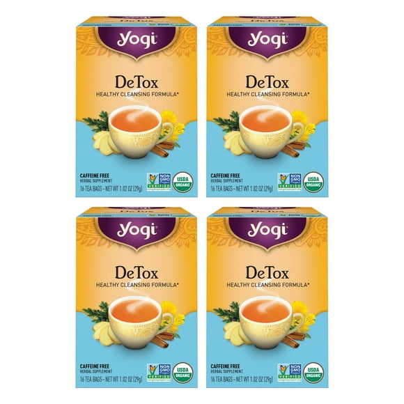 Tea Yogi DeTox 16 bolsitas de té por paquete (4 paquetes) orgánico