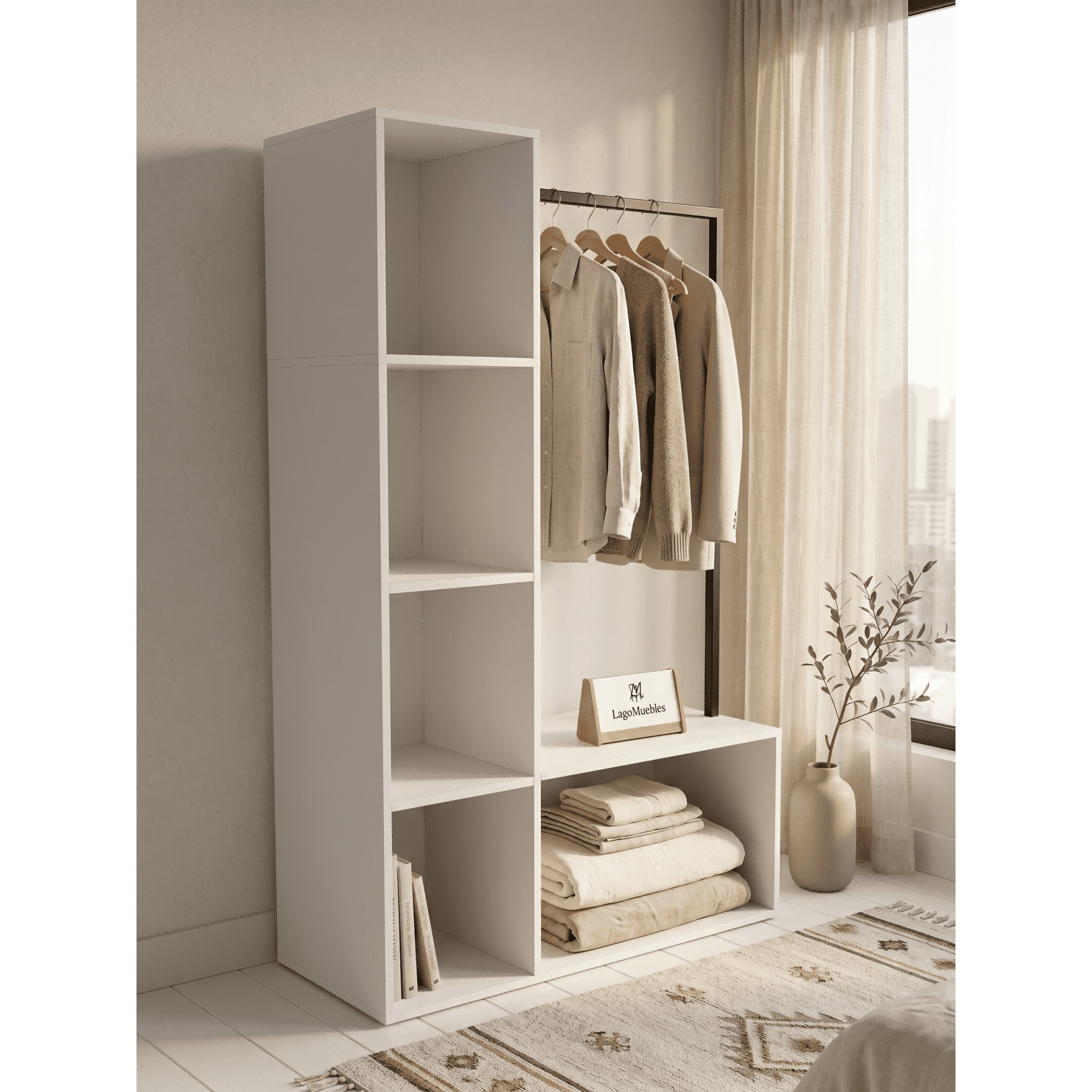 Vientoferoz - Closet Organizador Ropa Con Perchero Lagomuebles 80x40x140cm